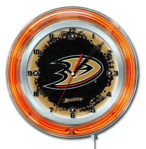 Anaheim Ducks HBS Neon Orange Hockey Battery Powered Wall Clock (19")