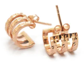 Babette Wasserman Rose Gold Triple Band Earrings