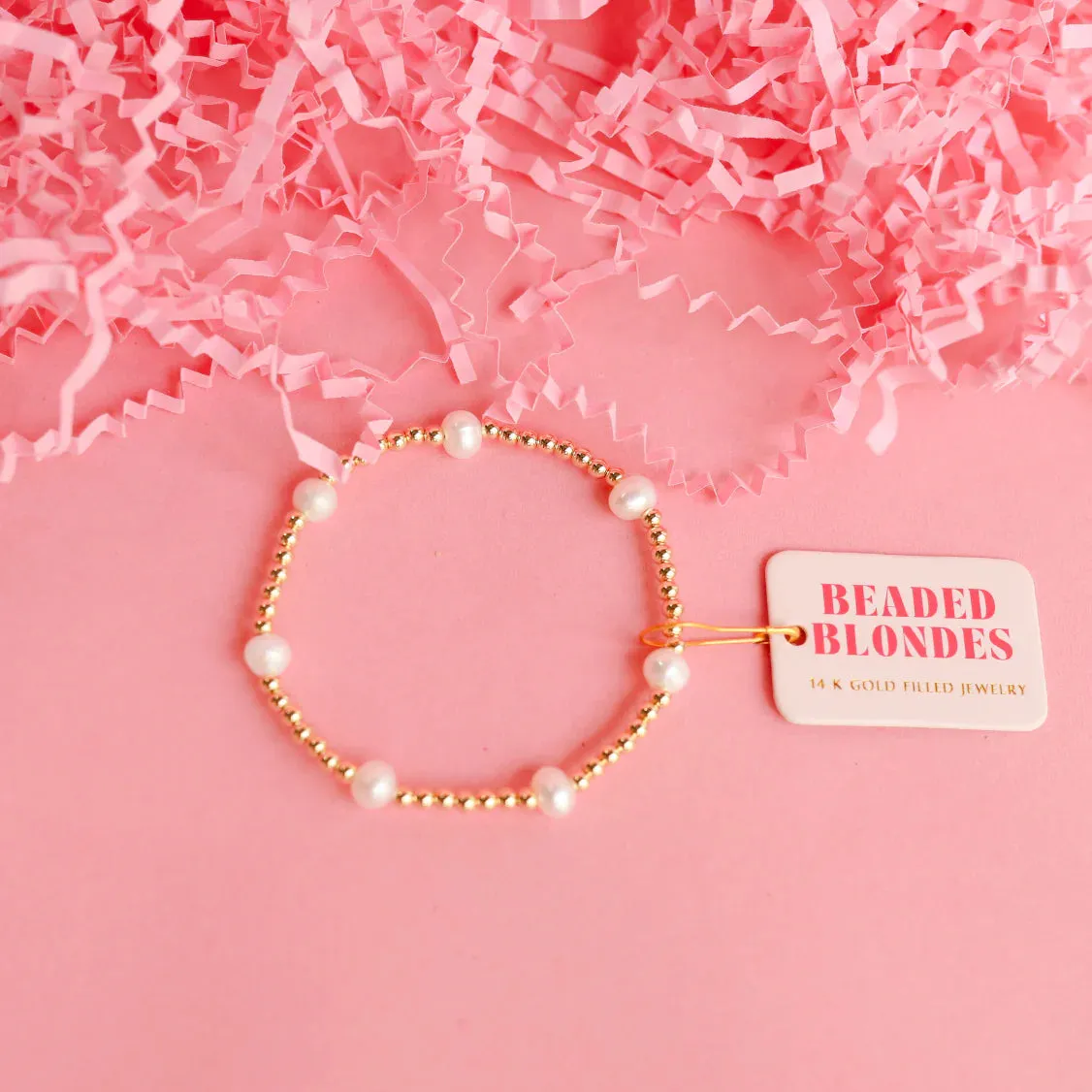 Beaded Blondes | Kate Pearl Bracelet in Gold