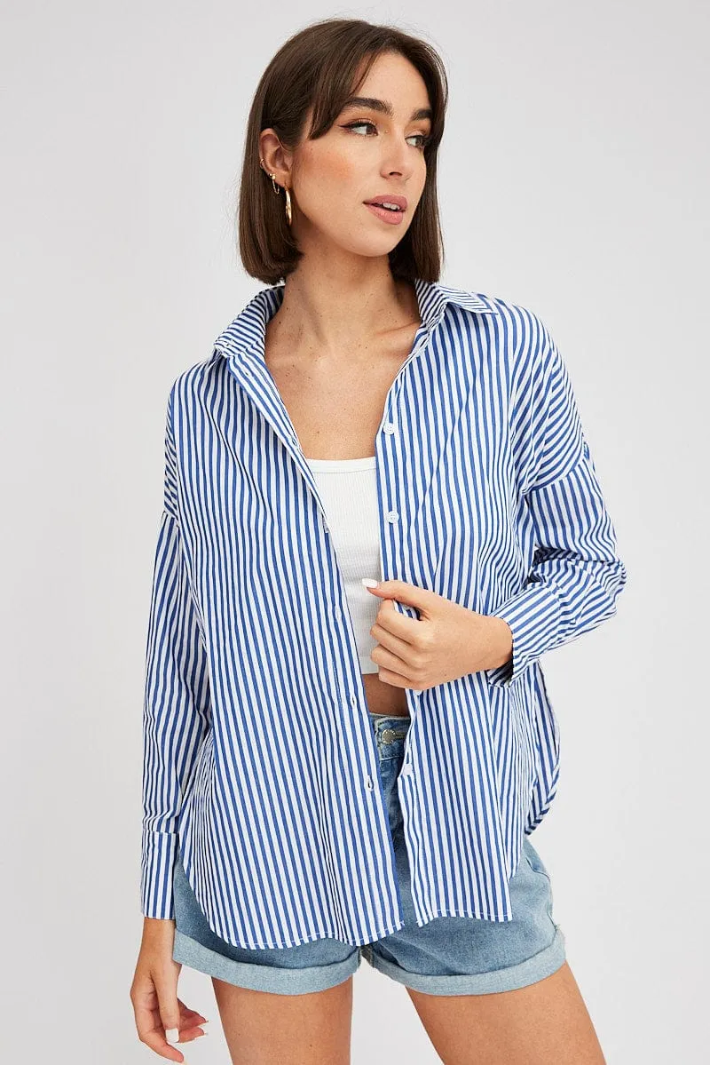 Blue Stripe Shirt Long Sleeve Stripes