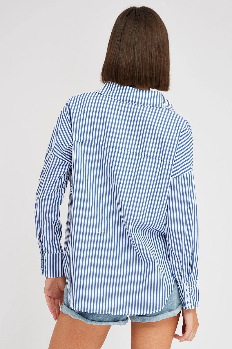 Blue Stripe Shirt Long Sleeve Stripes