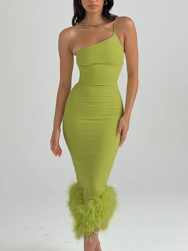 Elegant Feather Bottom Dress