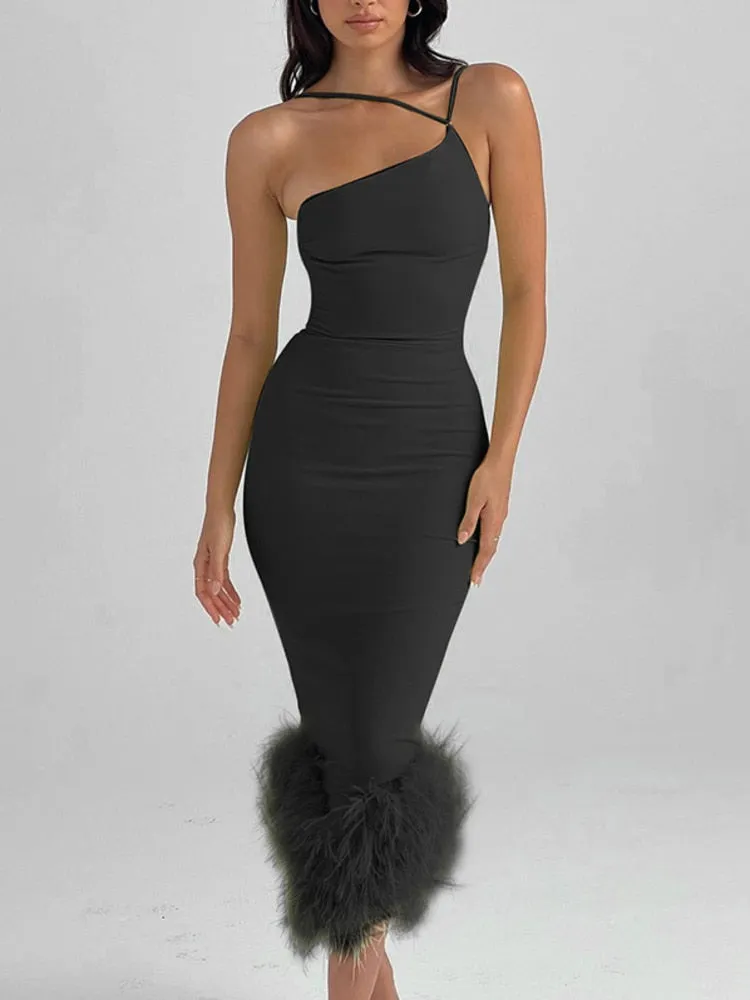 Elegant Feather Bottom Dress