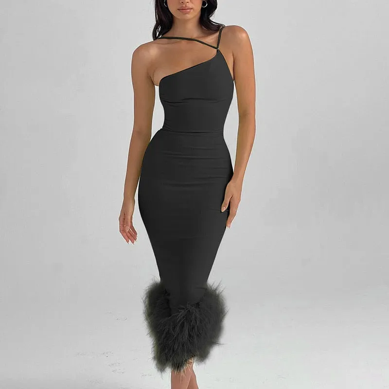 Elegant Feather Bottom Dress