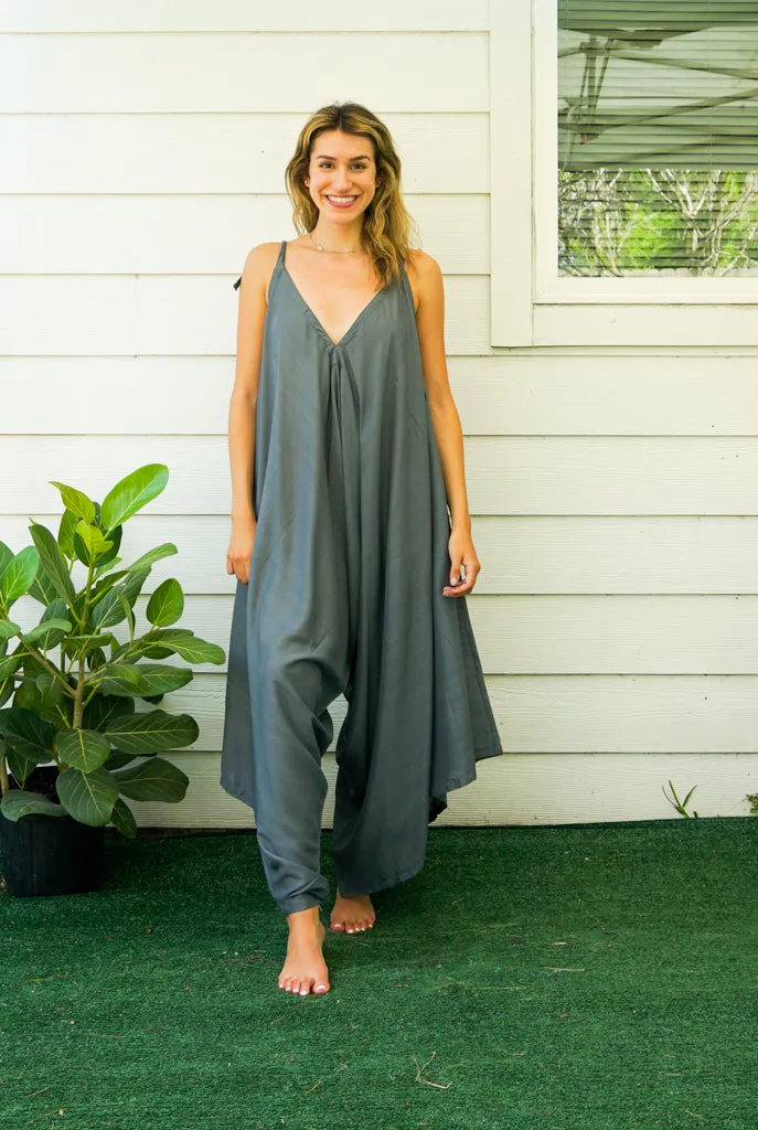 Gray Boho Jumpsuit Rompers Pants