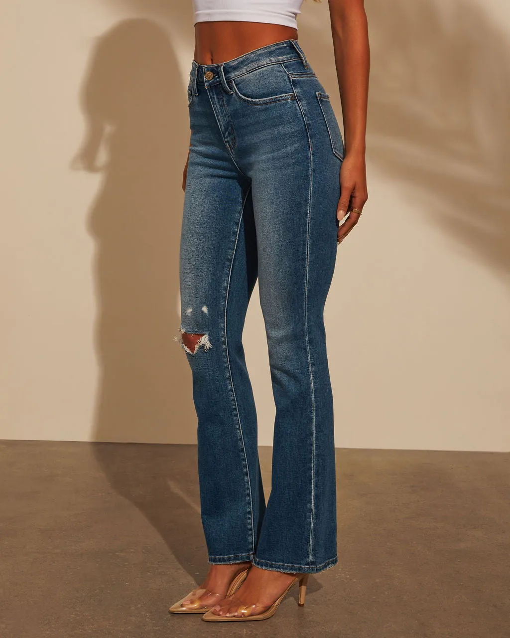 Kylee High Rise Distressed Flare Jeans