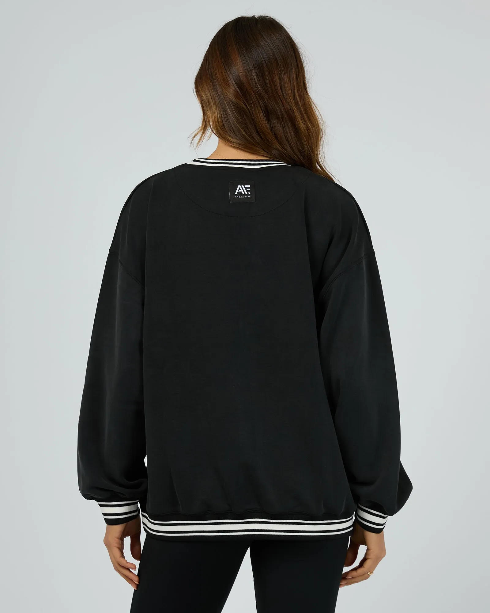 Luxe Active College Crew Sweater Black