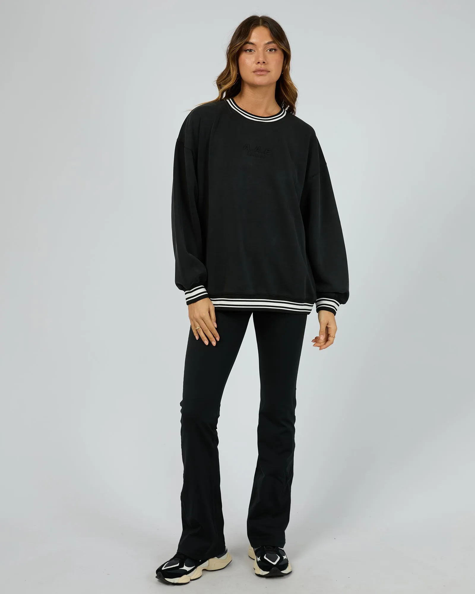 Luxe Active College Crew Sweater Black