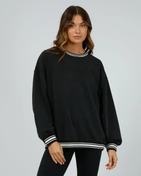 Luxe Active College Crew Sweater Black