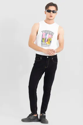 Starry Black Contrast Stitch Skinny Jeans