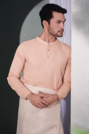 The Bayang Men Baju Melayu Top - Peach