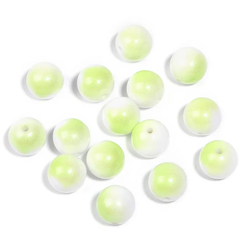 Wholesale 100pcs Acrylic Spray Paint Two-color Round Beads Gradient Straight Hole Beads Diy Beads