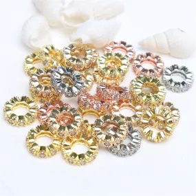 Wholesale 10PCS 14K Gold Color-preserving Diamond Ring Set with Zircon Large Hole Spacer Beads