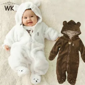 Winter Child Pantyhose Bear style children's coral fleece Hoodies overalls newborn baby sliders newborn toddle clothes JP-133