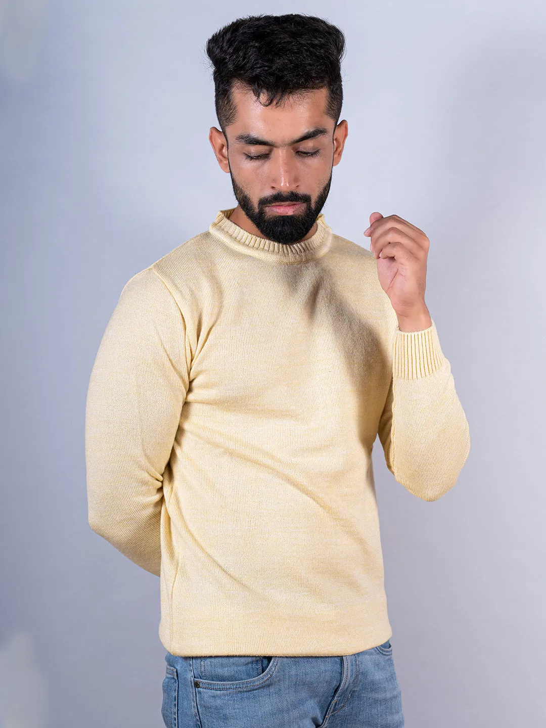 Yellow Color Crew Neck Sweater