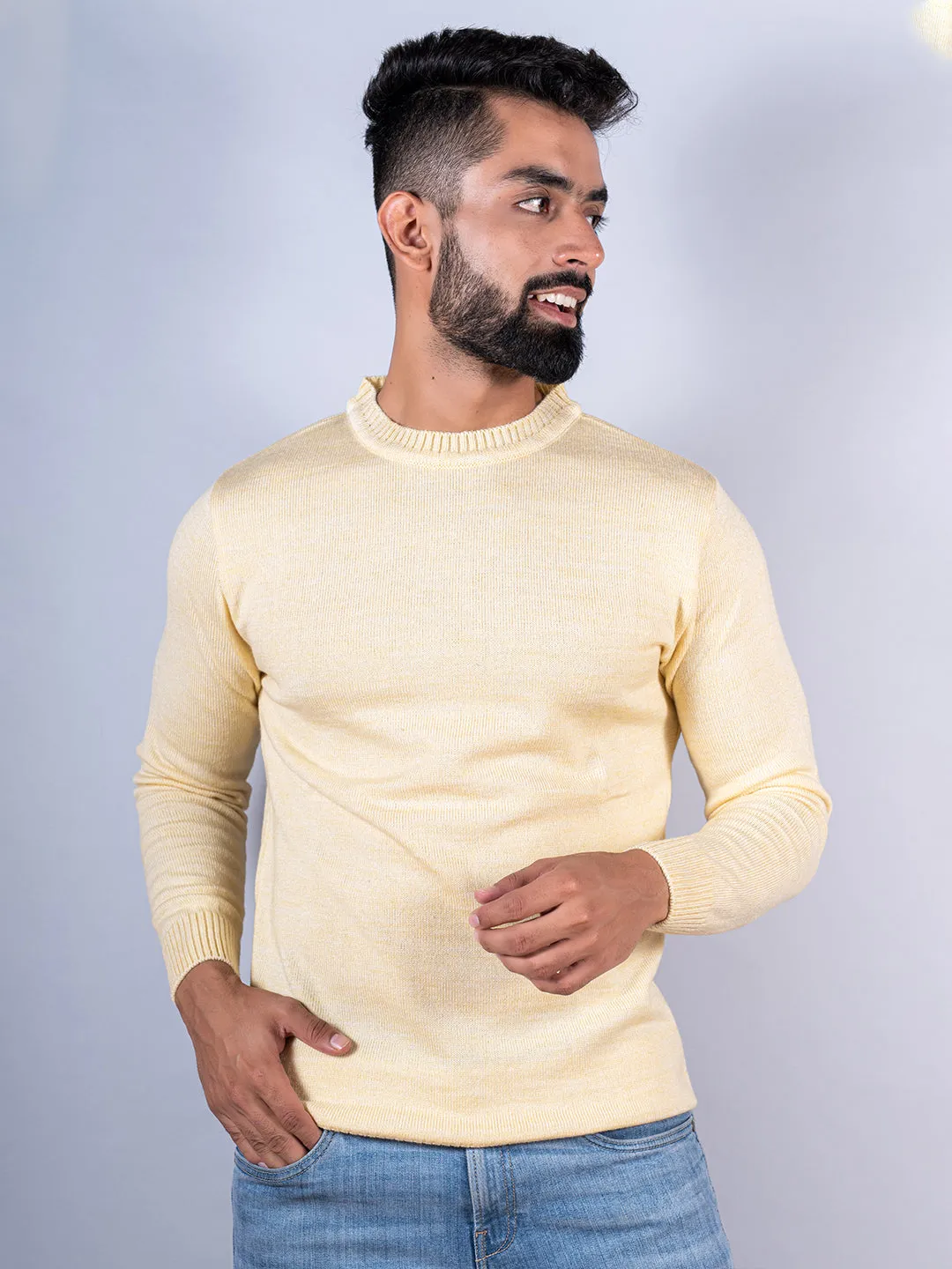 Yellow Color Crew Neck Sweater